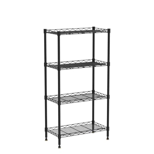 SsngygHme 4 Tier Shelves Storage, Wire Shelf Unit, Standing Adjustable Metal Shelves Organizer, Storage Racks for Restaurant Garage Pantry Kitchen Garage（ 21" x 11" x 43"）
