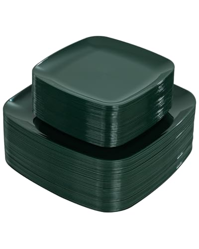 100 Count Square Disposable Plastic Party Plates