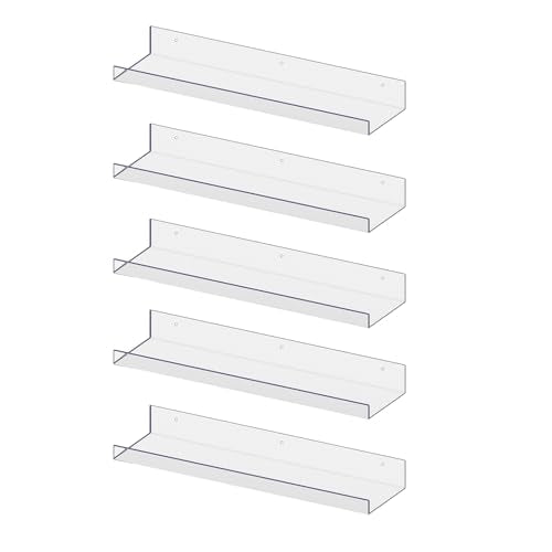 5 Pack Acrylic Floating Wall Shelves