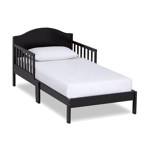 Dream On Me Sydney Toddler Bed in Black, Greenguard Gold Certified, JPMA Certified, Low To Floor Design, Non-Toxic Finish, Safety Rails, Made Of Pinewood