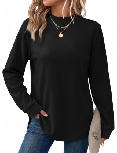 Mock Neck Long Sleeve Tunic Sweatshirt (13 Colors)