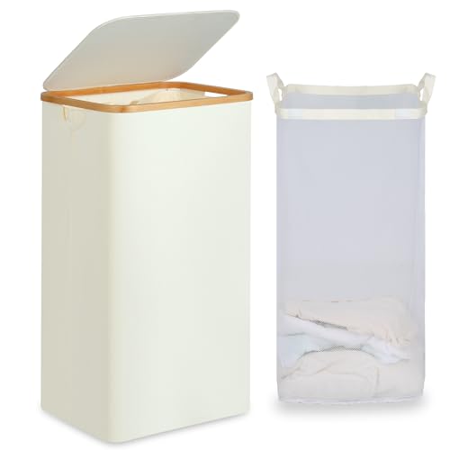 100L Laundry Hamper with Lid and Removable Bag