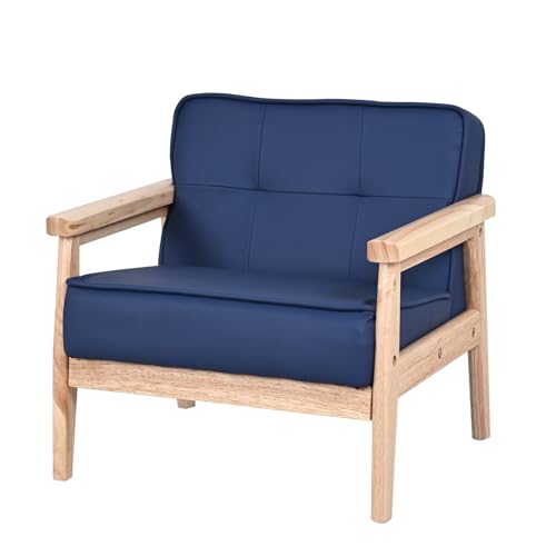 Toddler PU Leather Armchair with Wood Armrests
