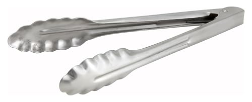 Winco Extra Heavyweight Stainless Steel Utility Tong 9-Inch