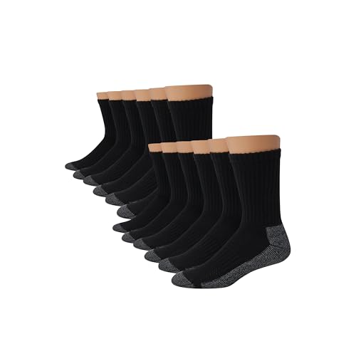 12 Pack Hanes Cushioned Moisture-Wicking Crew Socks