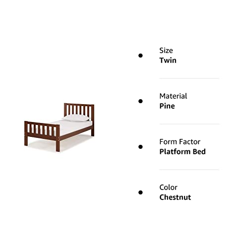 Alaterre Furniture Aurora Twin Wood Bed, Chestnut Platform