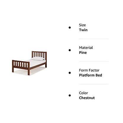 Alaterre Furniture Aurora Twin Wood Bed, Chestnut Platform