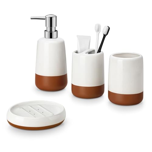 MALACASA 4-Piece Ceramic Bathroom Accessories Set