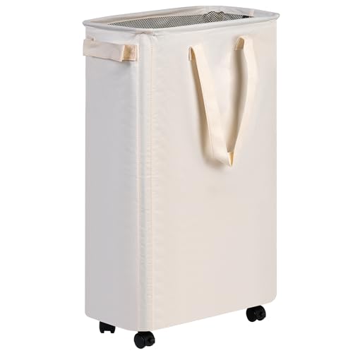 60L Slim Rolling Laundry Hamper with Wheels Basket