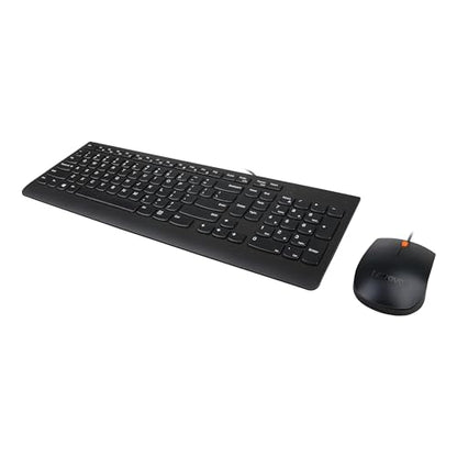 Lenovo 300 USB Combo, Full-Size Wired Keyboard & Mouse, Ergonomic, Left or Right Hand Mouse, Optical Mouse, GX30M39606, Black