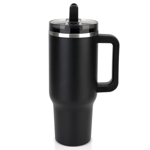 40 oz Insulated Tumbler with Handle and Straw