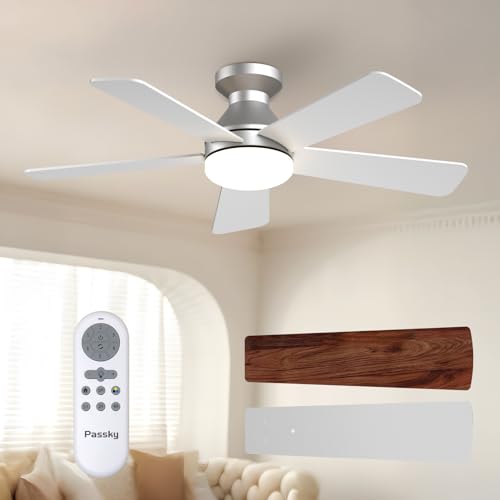 42-Inch Flush Mount Ceiling Fan with Light Remote