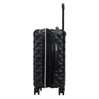 Kenneth Cole REACTION Diamond Tower Collection Lightweight Hardside Expandable 8-Wheel Spinner Travel Luggage, Black, 3-Piece Set (20", 24", & 28")