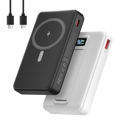 2 Pack 10000mAh Magnetic Wireless Portable Charger with Stand