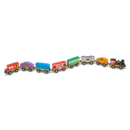 Melissa & Doug Wooden Magnetic Train Cars Set