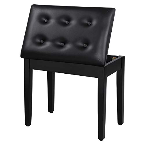 Padded Storage Piano Bench with Tufted Wooden Seat