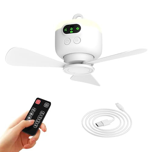 Rechargeable Camping Fan with Light, 8000mAh Portable