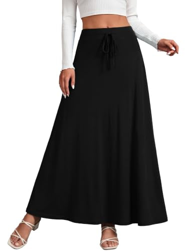 High Waist Plus Size A-Line Maxi Skirt