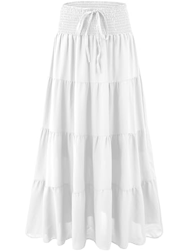Boho High Waist Ruffle Maxi Skirt