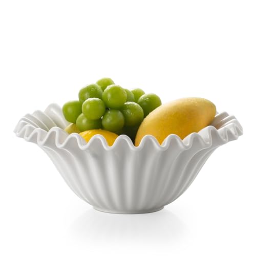 Ruffled Porcelain Decorative Fruit Bowl