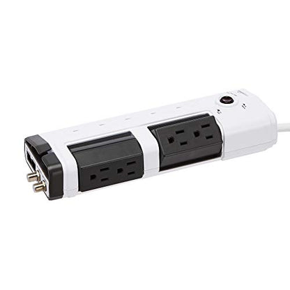 Amazon Basics - Rectangle Rotating 9 Outlet Surge Protector Power Strip, 2160 Joules, White