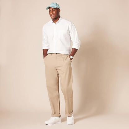 Amazon Essentials Men's Regular-Fit Long-Sleeve Pocket Oxford Shirt, White, Large