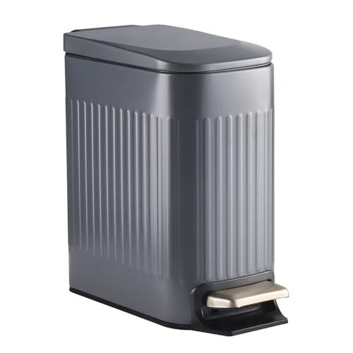 1.8 Gallon Bathroom Trash Can with Lid, Step-On
