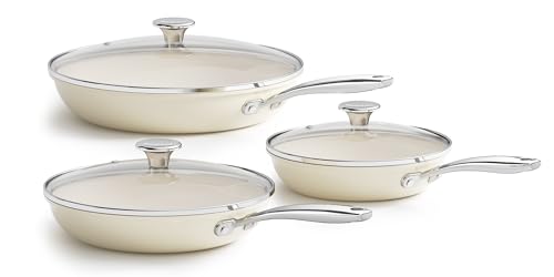 3 Piece Nonstick Ceramic Cookware Set with Lids