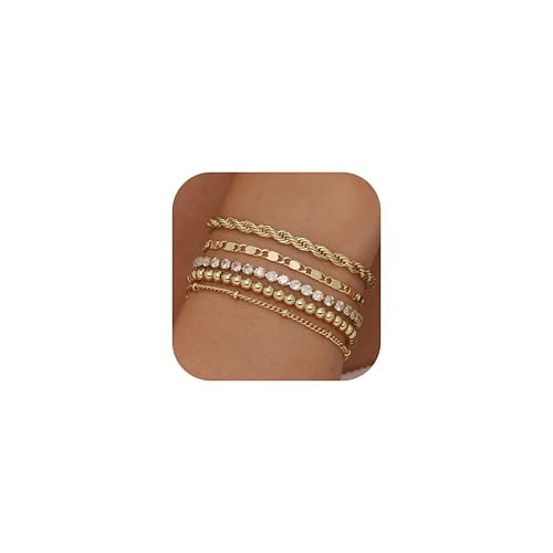 16k Chunky Gold Waterproof Layered Bracelets Set