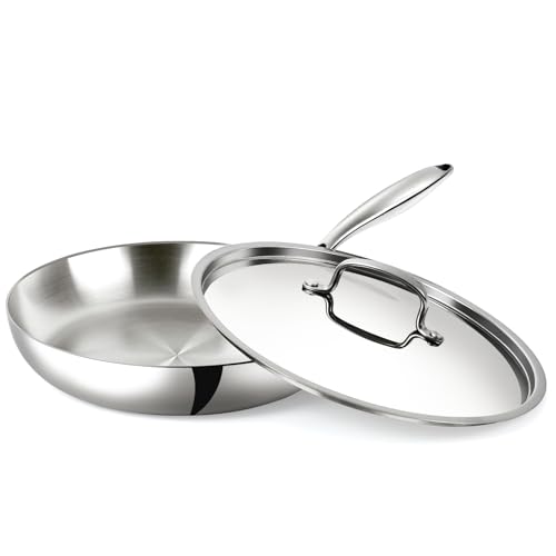 10-Inch Tri-Ply Stainless Steel Frying Pan with Lid