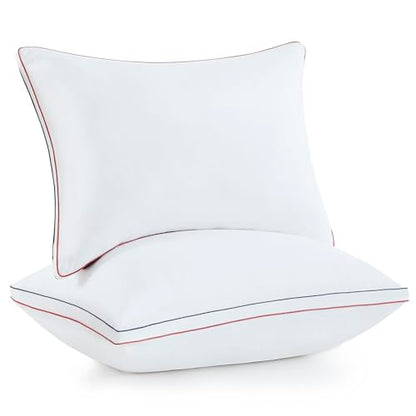 Homemate Bed Pillows for Sleeping - Standard Size(20"x26") Set of 2 Gusset Pillows Allergy Friendly Microfiber Shell Fluffy Down Alternative Filling Pillow Suitable Back Stomach or Side Sleepers