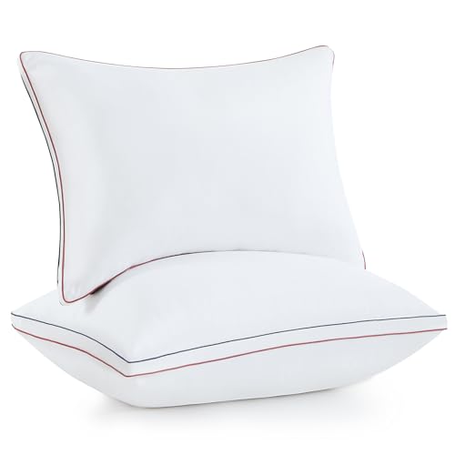 Homemate Bed Pillows for Sleeping - Standard Size(20"x26") Set of 2 Gusset Pillows Allergy Friendly Microfiber Shell Fluffy Down Alternative Filling Pillow Suitable Back Stomach or Side Sleepers