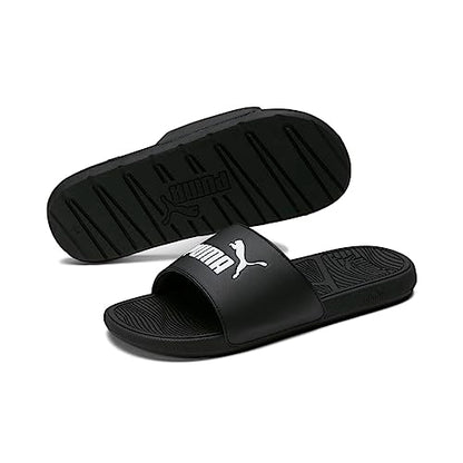 PUMA Mens Cool Cat 2.0 Slide Sandal, PUMA Mens black-PUMA Mens white, 9