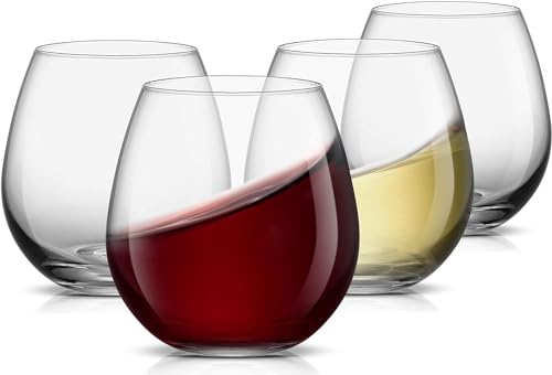 4 Pack JoyJolt 15 Ounce Stemless Wine Glasses