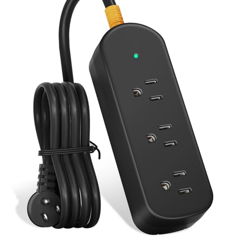 6ft Extension Cord, 3 Outlet Weatherproof Power Strip