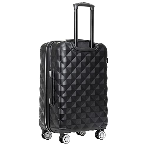 Kenneth Cole REACTION Diamond Tower Collection Lightweight Hardside Expandable 8-Wheel Spinner Travel Luggage, Black, 3-Piece Set (20", 24", & 28")