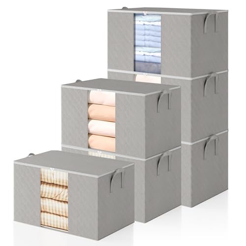 6 Pack Large Clothes Storage Bags with Lids