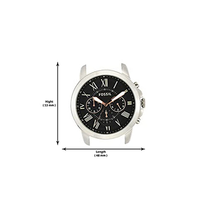 Fossil Men's Grant Quartz Stainless Steel and Leather Chronograph Watch, Color: Silver, Brown (Model: FS4813)