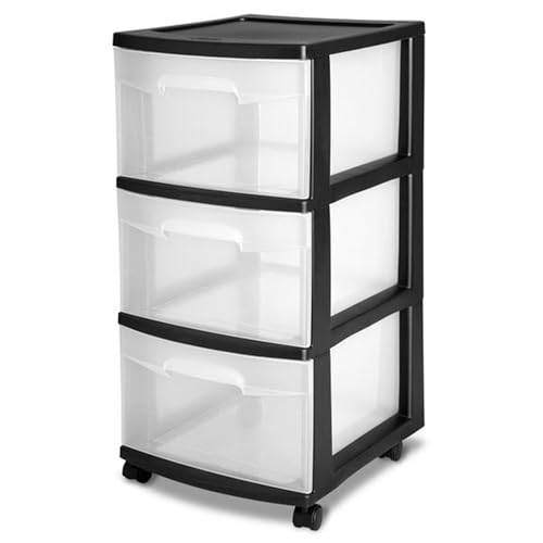 2 Pack Sterilite 3 Drawer Rolling Storage Cart