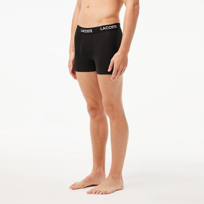 Lacoste Men's Recycled Microfiber Ultra Dry Trunks, 3-pack, Black with Black waistbands, Small