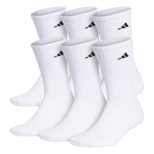 6 Pack adidas Men's Cushioned Crew Athletic Socks