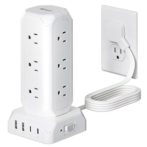 12 Outlet Power Strip Tower with USB & Surge Protection