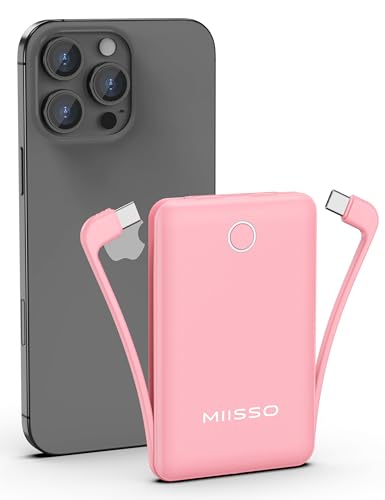10000mAh Slim Portable Charger with Built-In Cables