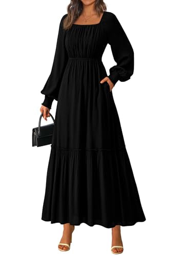 Flowy Long Sleeve Maxi Dress Smocked Empire Waist