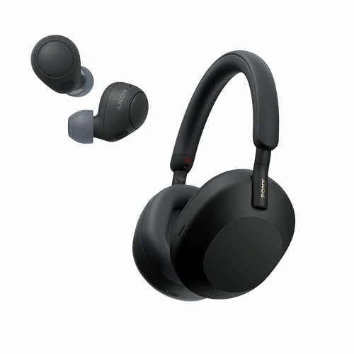 Sony Noise Canceling Headphones with Wireless Earbuds Bundle
