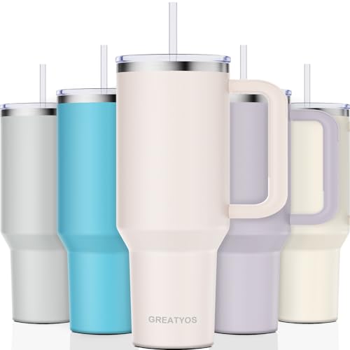 40 oz Insulated Tumbler with Handle and Straw