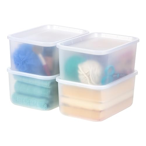 4 Pack IRIS USA Stackable Plastic Storage Bins