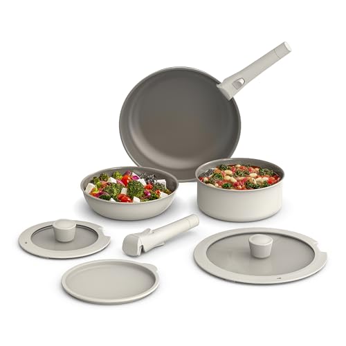 BELLA 8-Piece Nonstick Cookware Set with Glass Lids