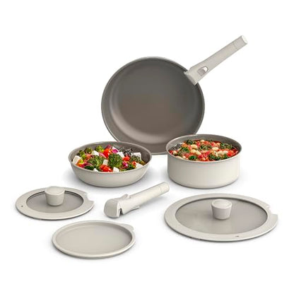 BELLA 8-Piece Nonstick Cookware Set with Glass Lids