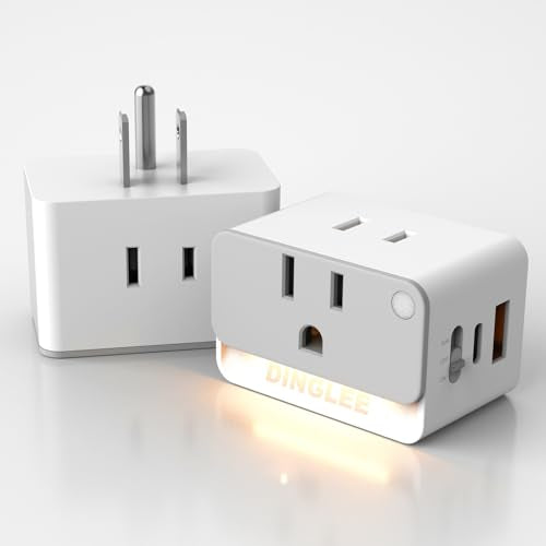 2 Pack Multi Plug Wall Outlet With USB C And Night Light